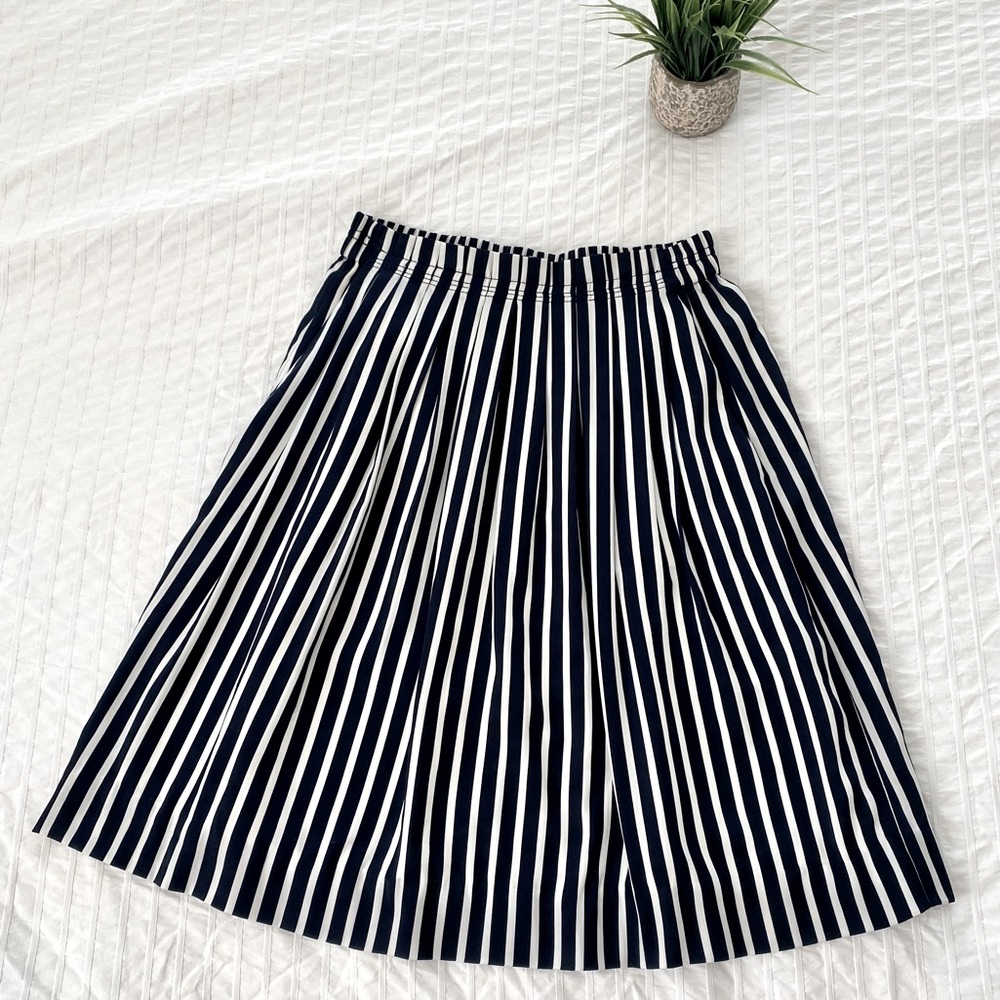 Women’s J Crew Striped Pleated Midi Skirt - Sz 0